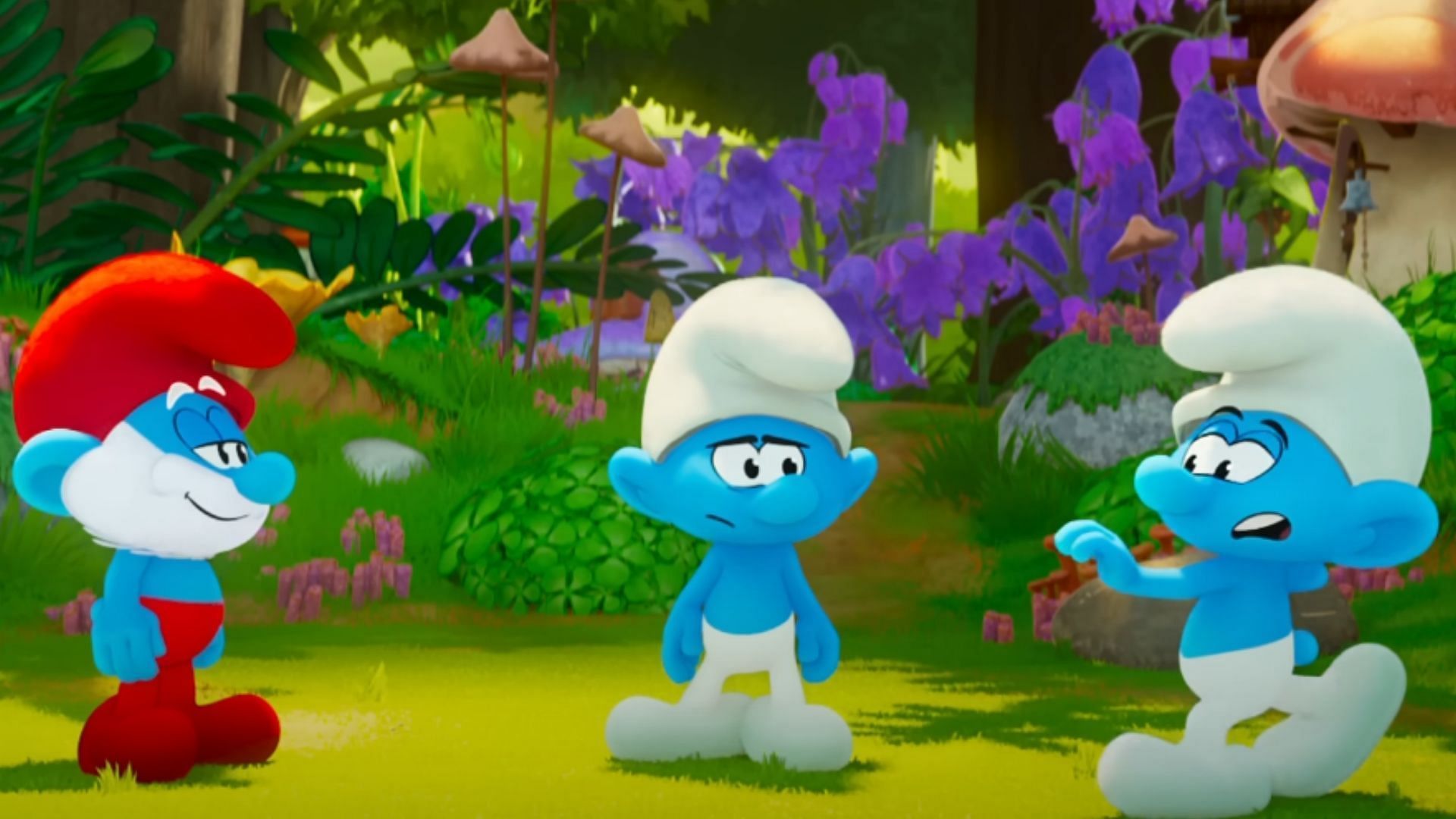 Still from the official trailer of Smurfs (Image via YouTube/Paramount Pictures)